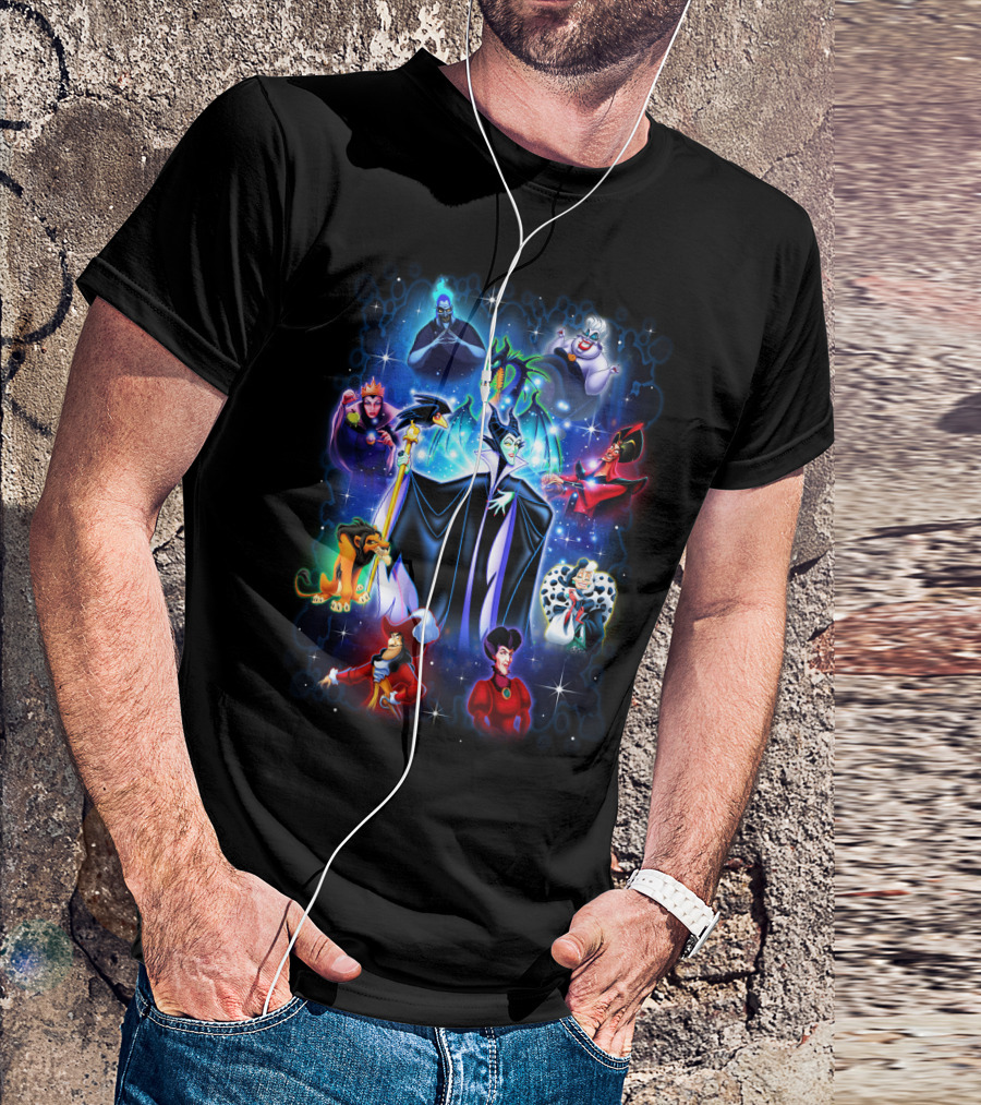 Disney Villains Maleficent Hades Ursula Scar Jafar Evil Queen Captain Hook Queen Of Hearts Cruella De Vil T-Shirt