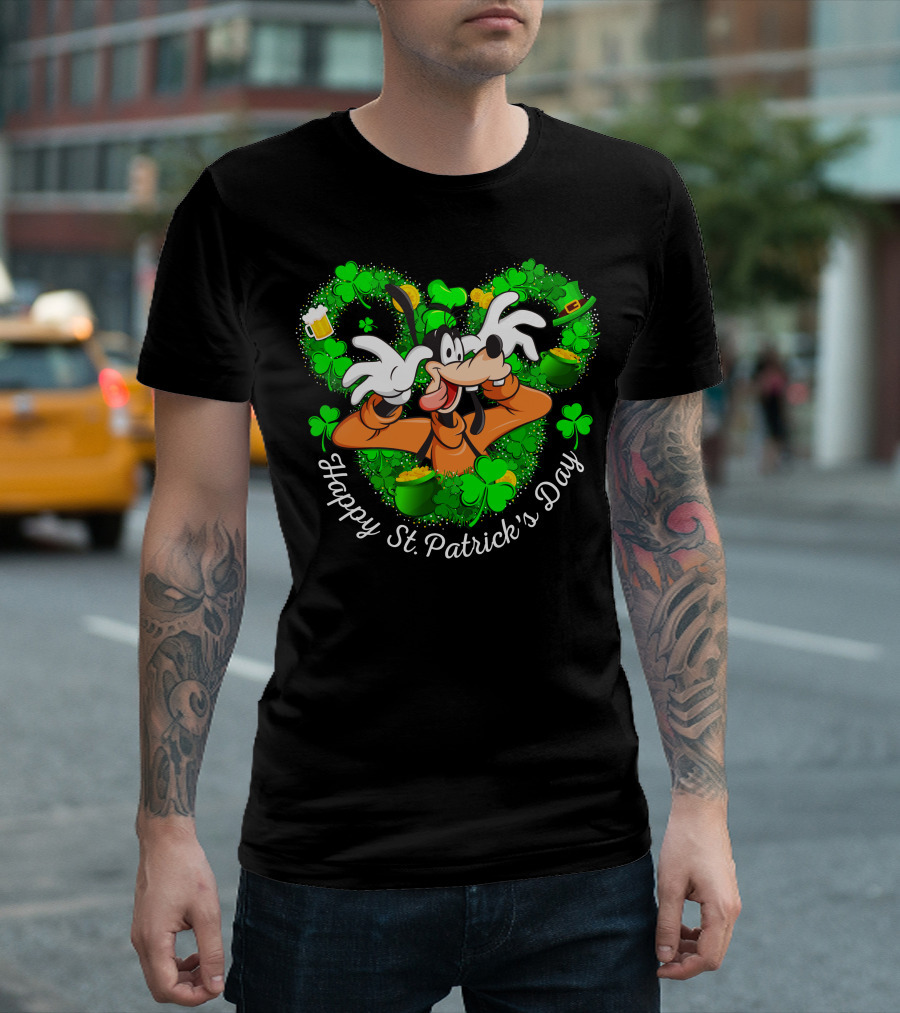 Happy St. Patrick's Day Goofy Shamrocks And Leprechaun Hat T-Shirt