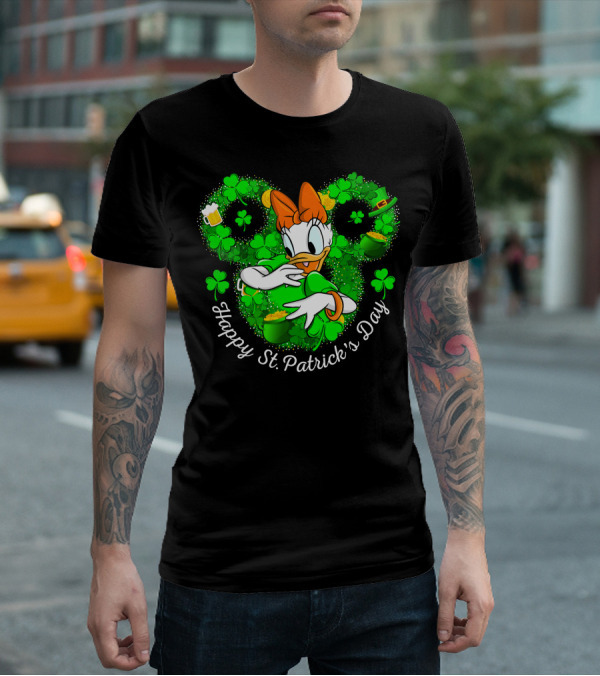 Daisy Duck Happy St. Patrick's Day Shamrocks And Pot Of Gold T-Shirt