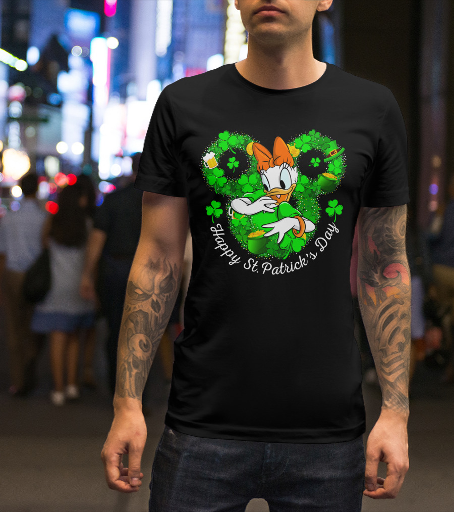 Daisy Duck Happy St. Patrick's Day Shamrocks And Pot Of Gold T-Shirt
