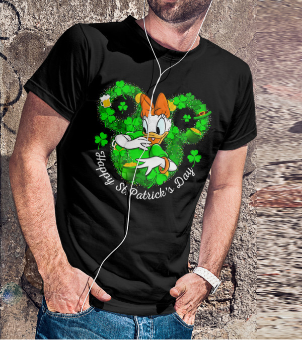 Daisy Duck Happy St. Patrick's Day Shamrocks And Pot Of Gold T-Shirt