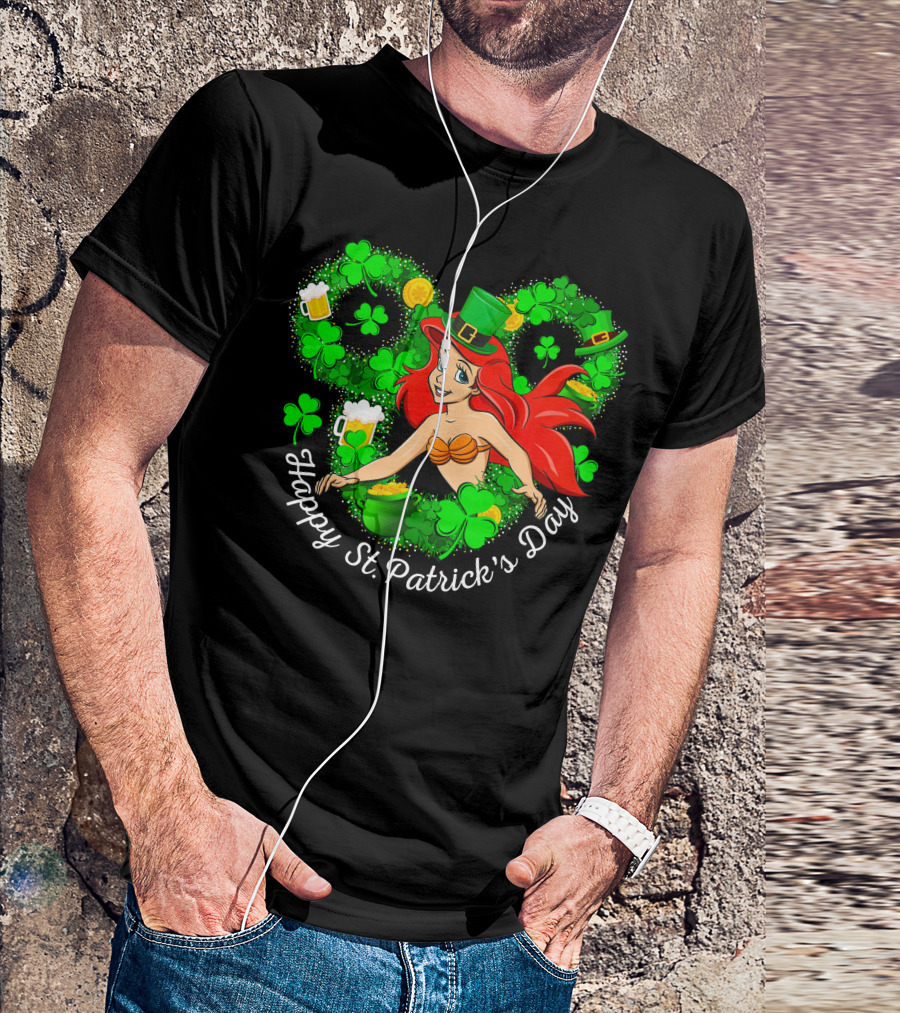 Ariel Happy St. Patrick's Day Shamrocks And Hat T-Shirt