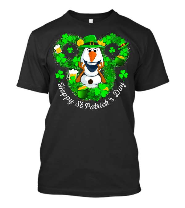 Happy St. Patrick's Day Olaf Clover Hat Beer T-Shirt
