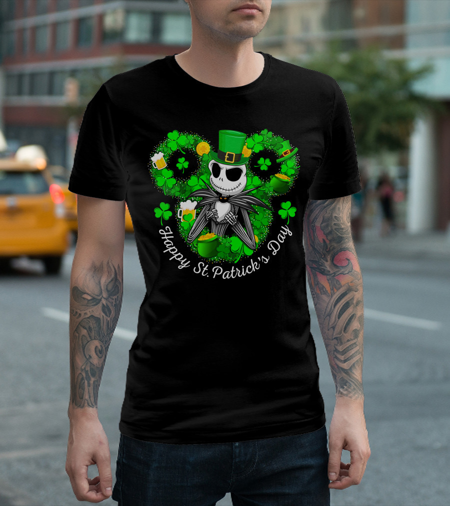 Happy St. Patrick's Day Jack Skellington Lucky Clover T-Shirt