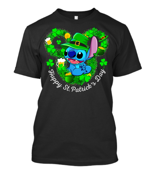 Stitch Happy St. Patrick's Day Shamrocks And Beer Celebration T-Shirt