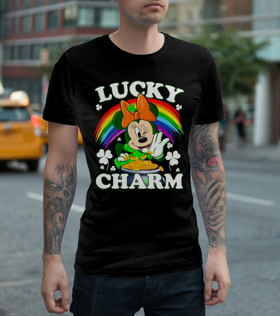 Lucky Charm Minnie Rainbow Coins and Shamrocks T-Shirt