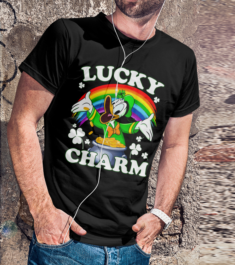 Lucky Charm Donald Pot Of Gold Rainbow Clovers T-Shirt