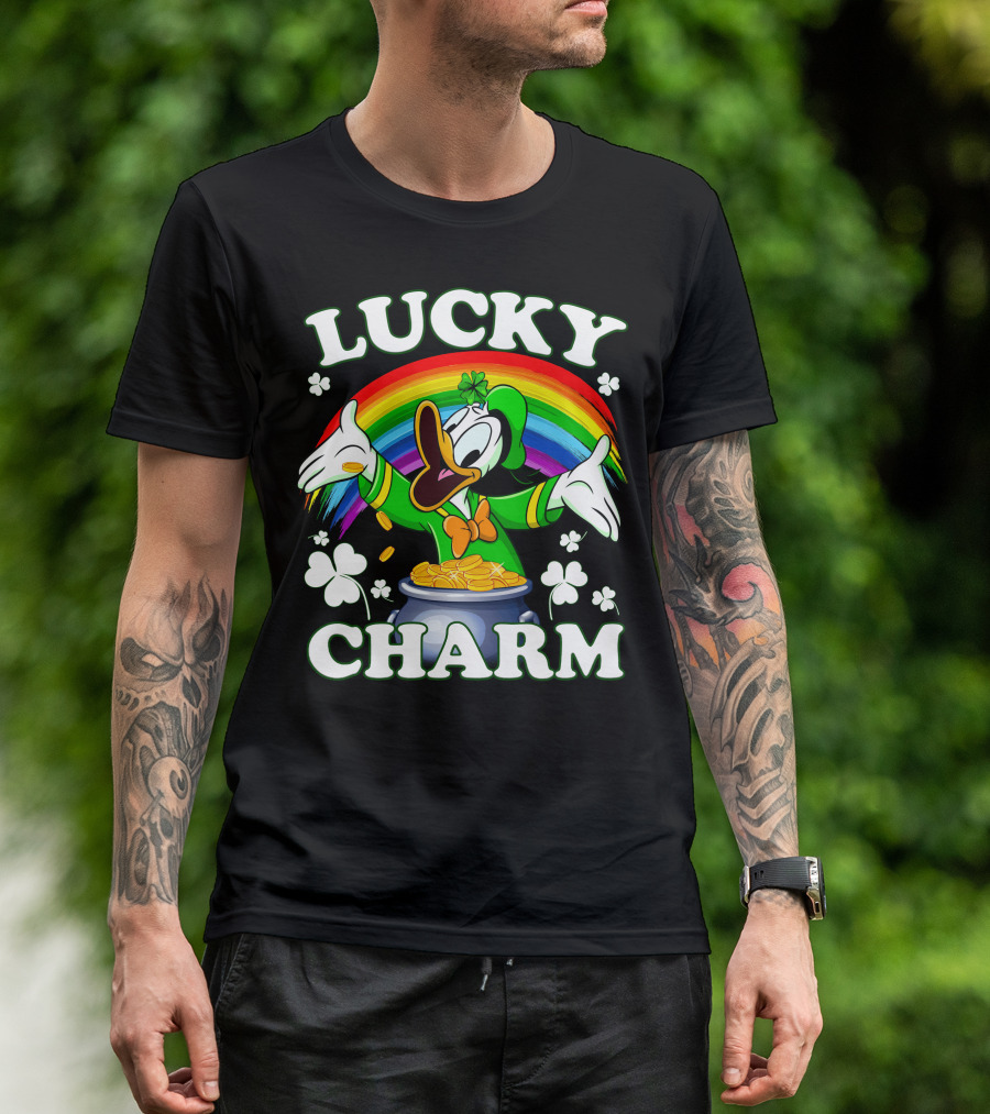 Lucky Charm Donald Pot Of Gold Rainbow Clovers T-Shirt