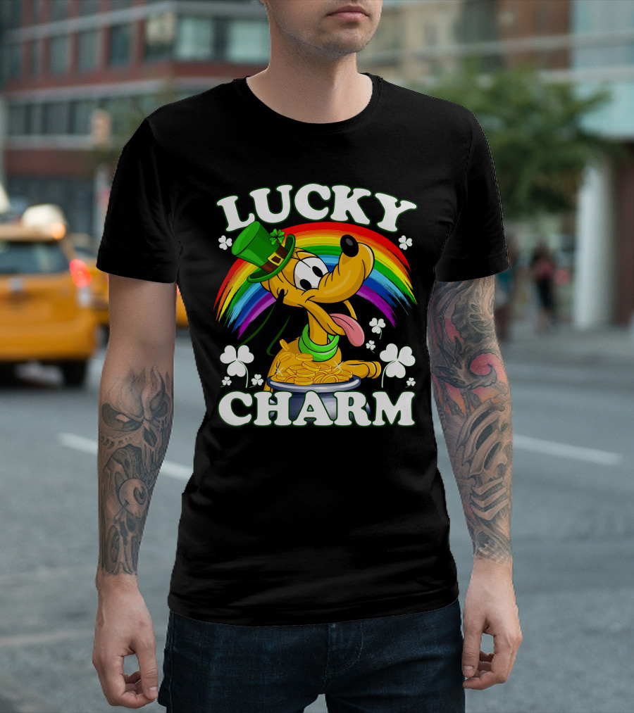 Lucky Charm Pluto Rainbow Clover Hat Coins T-Shirt