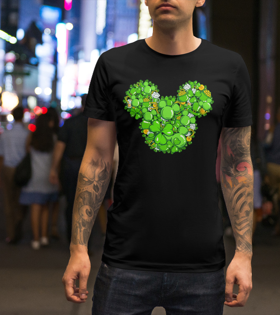 Mickey Head St Patrick's Day Clover Beer T-Shirt