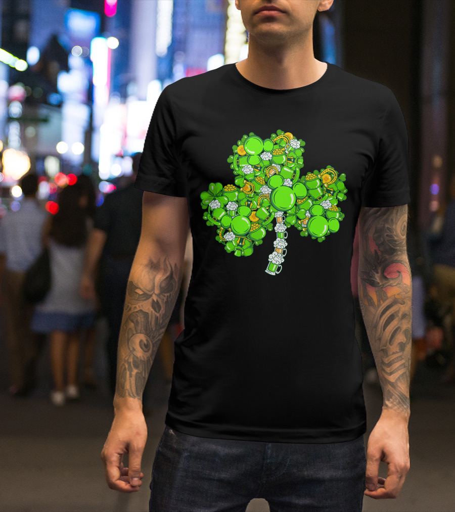 Shamrocks And Leprechaun Gold With Mickey Ears T-Shirt