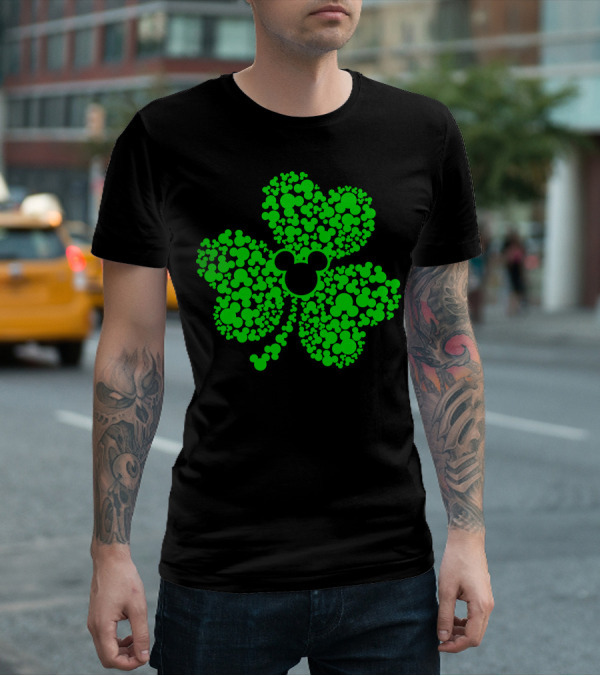 SHAMROCK Mouse Icon Themed St. Patrick's Day Green Flowers T-Shirt