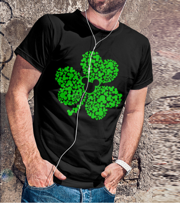 SHAMROCK Mouse Icon Themed St. Patrick's Day Green Flowers T-Shirt
