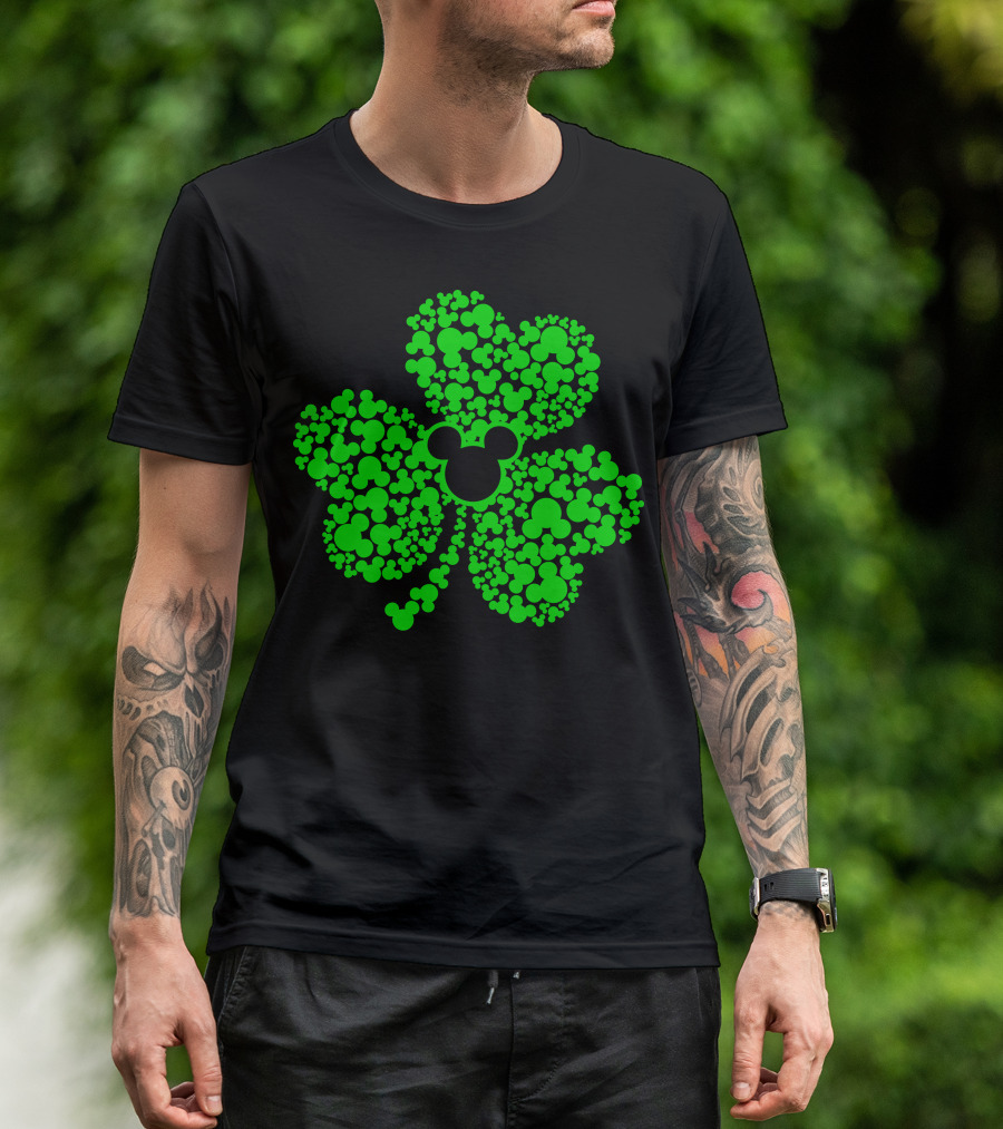 SHAMROCK Mouse Icon Themed St. Patrick's Day Green Flowers T-Shirt