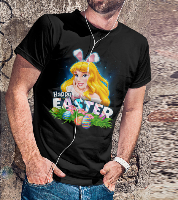 Happy Easter Aurora With Bunny Ears And Colorful Eggs T-Shirt