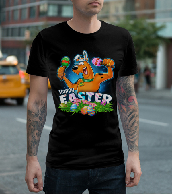 Scooby Doo Easter Celebration With Colorful Eggs And Maracas T-Shirt
