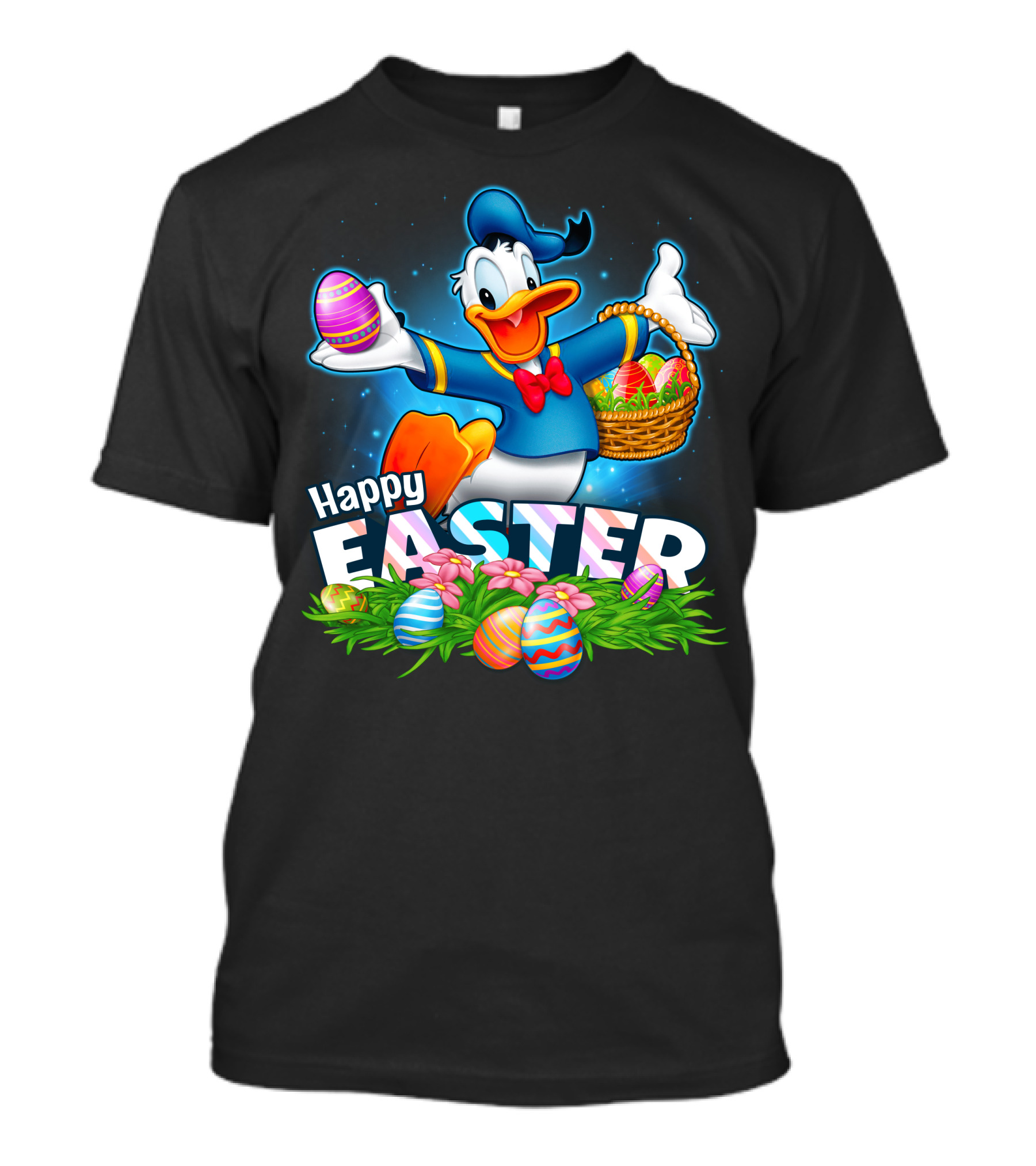 Donald Happy Easter With Colorful Eggs And Basket T-Shirt