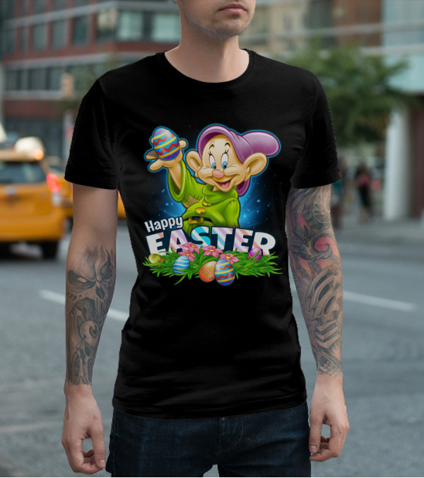Dopey Happy Easter Colorful Eggs And Flowers T-Shirt