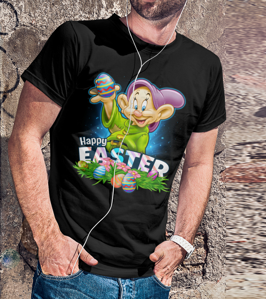 Dopey Happy Easter Colorful Eggs And Flowers T-Shirt