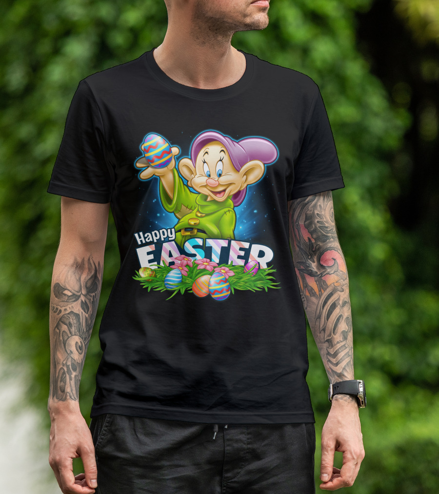 Dopey Happy Easter Colorful Eggs And Flowers T-Shirt
