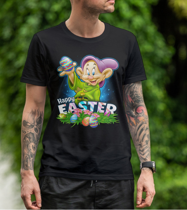Dopey Happy Easter Colorful Eggs And Flowers T-Shirt