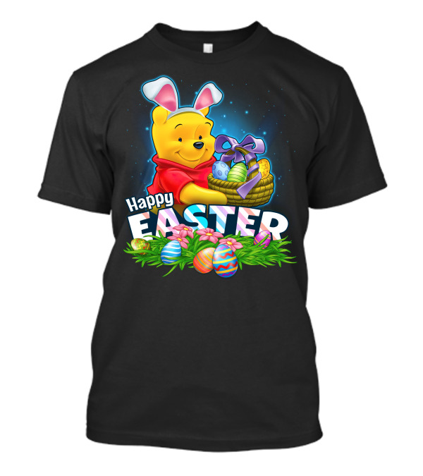 Winnie The Pooh Happy Easter Bunny Ears Basket Eggs T-Shirt