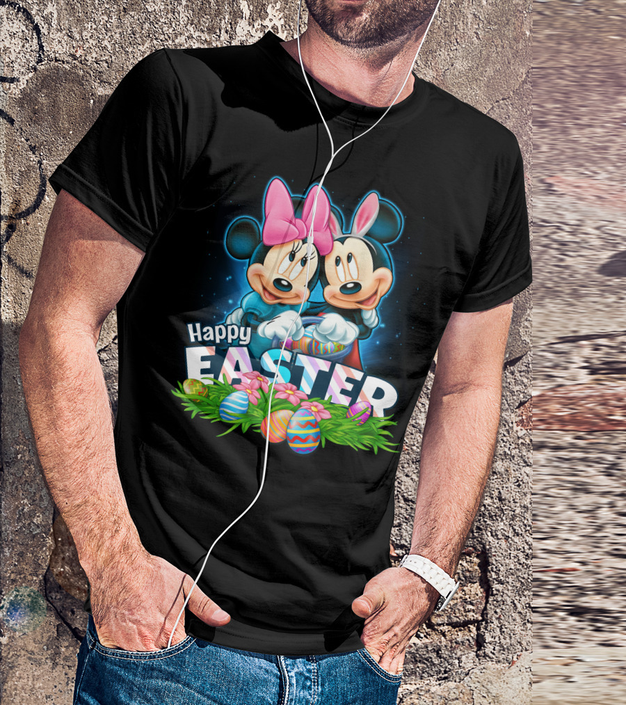 Happy Easter Mickey Minnie Colorful Egg Celebration T-Shirt