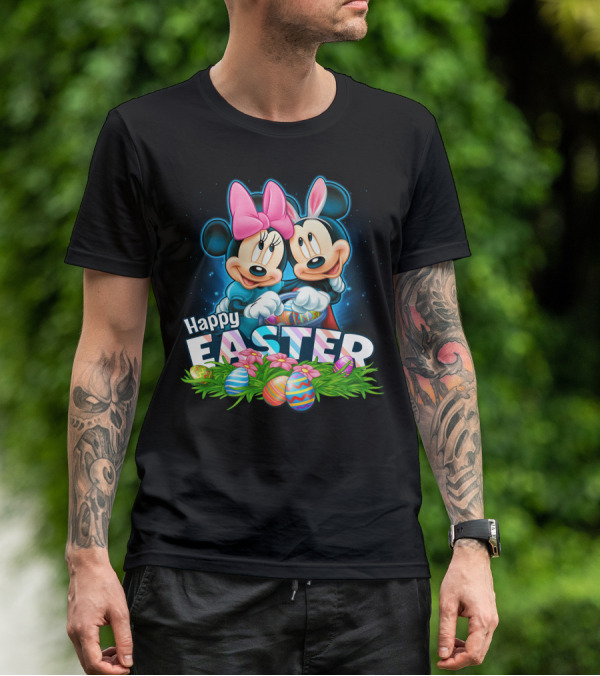 Happy Easter Mickey Minnie Colorful Egg Celebration T-Shirt