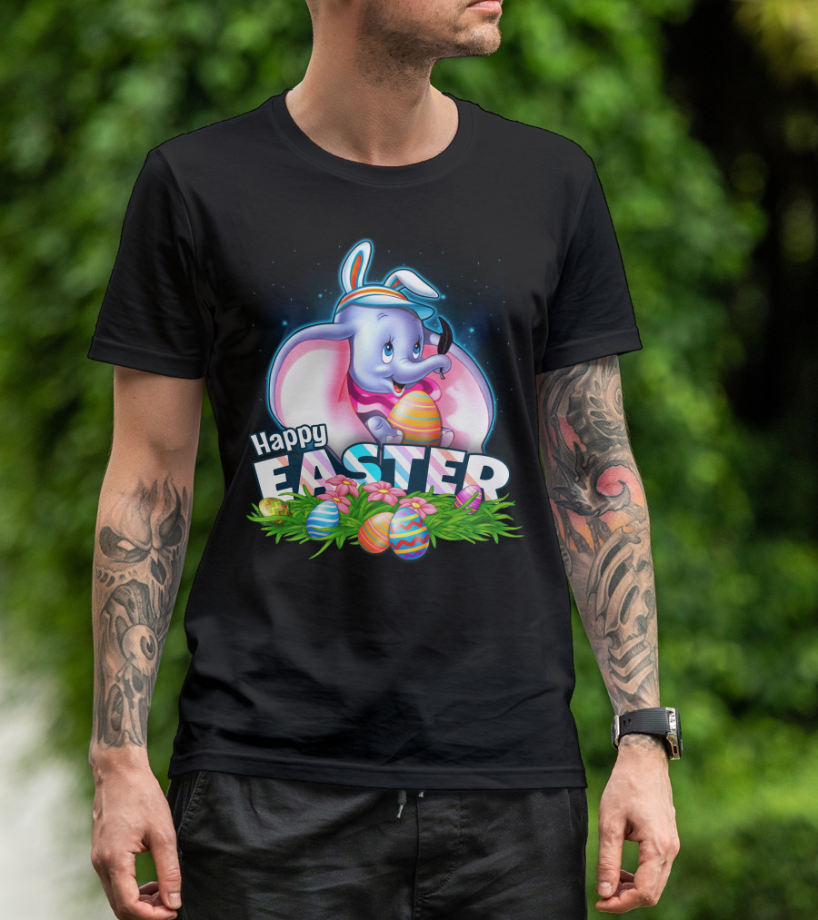 Happy Easter Dumbo With Colorful Easter Eggs T-Shirt