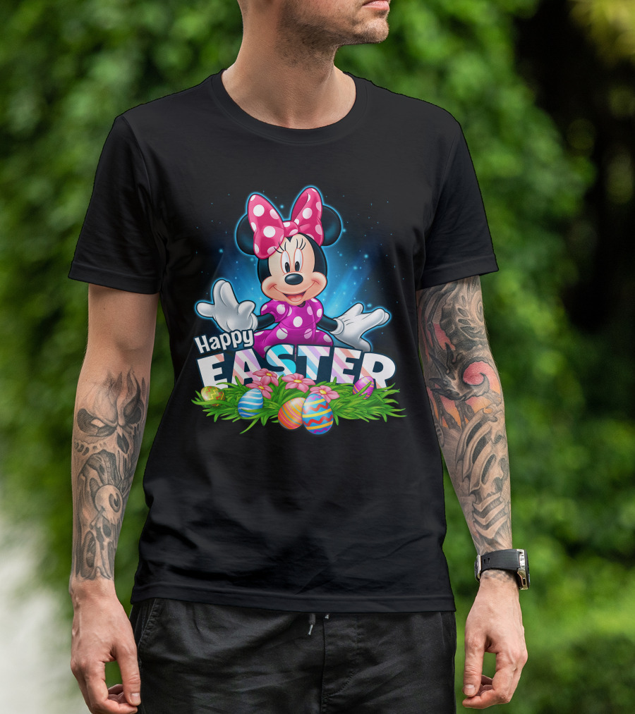 Minnie Mouse Happy Easter Eggs And Flowers Celebration T-Shirt
