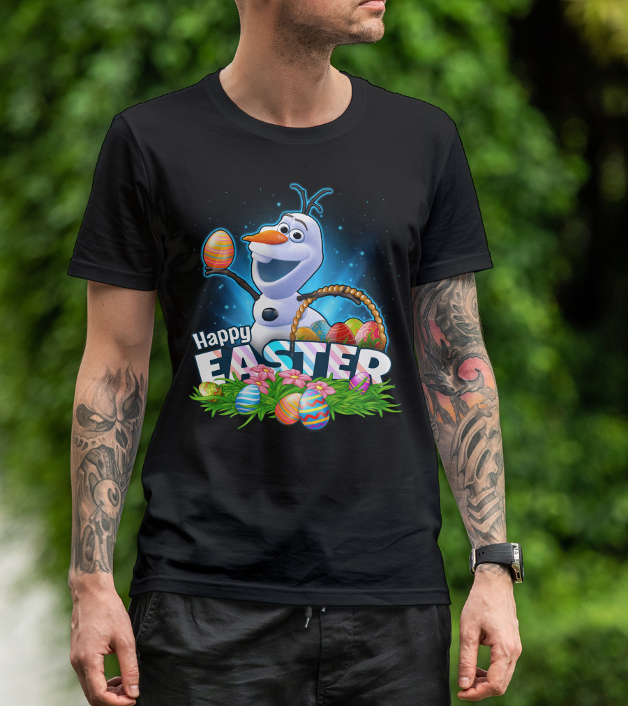Happy Easter Olaf Easter Eggs Basket T-Shirt