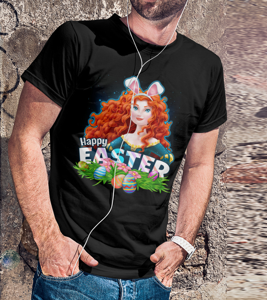 Merida Easter Celebration With Bunny Ears And Colorful Eggs T-Shirt