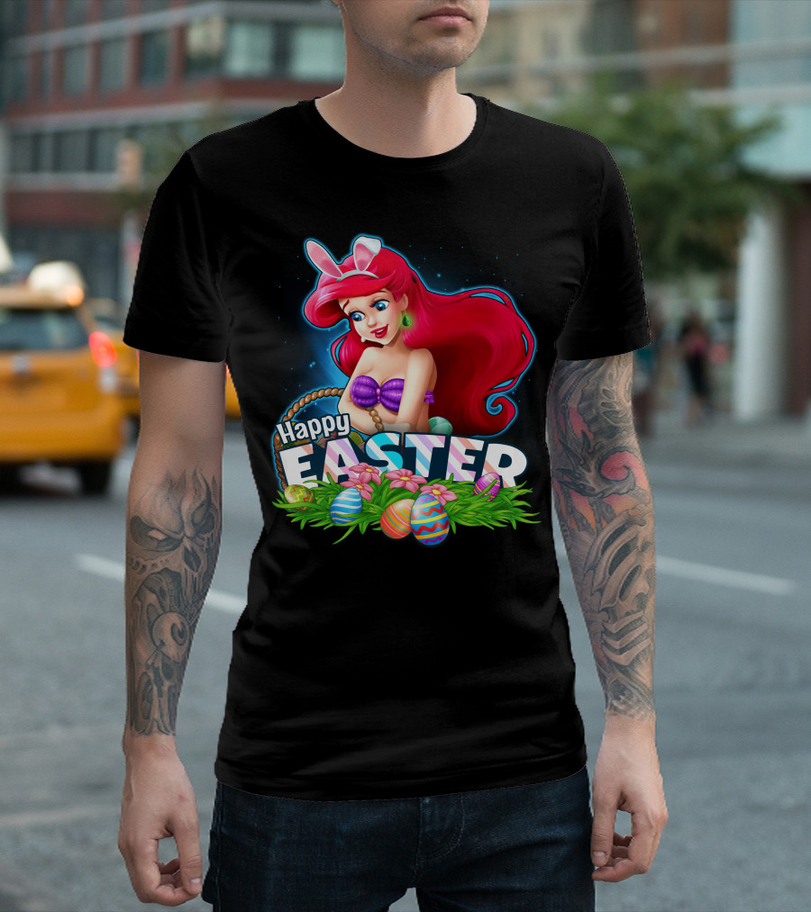 Happy Easter Ariel With Easter Eggs And Bunny Ears T-Shirt