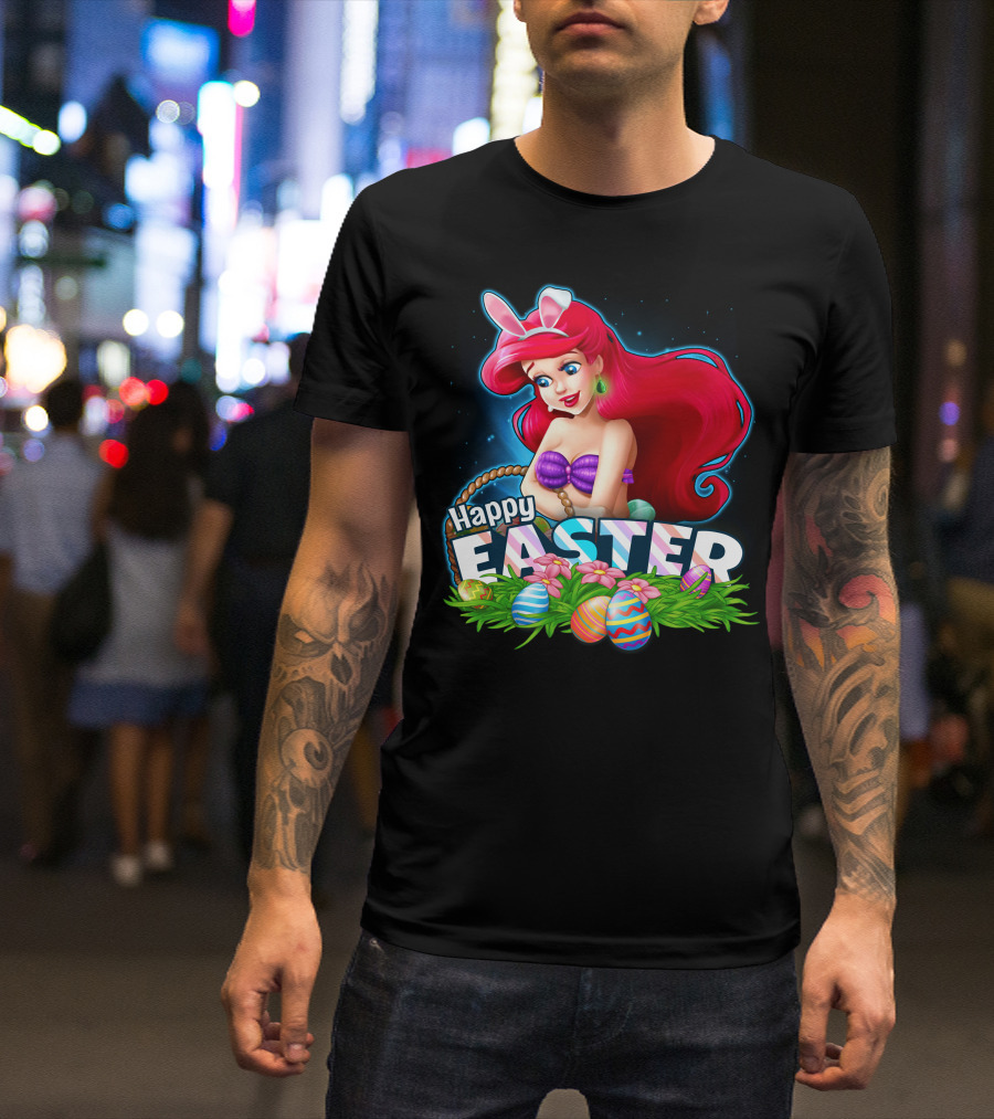 Happy Easter Ariel With Easter Eggs And Bunny Ears T-Shirt