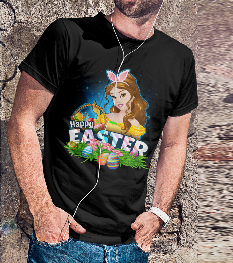 Happy Easter Bella Bunny Ears Basket And Painted Eggs T-Shirt