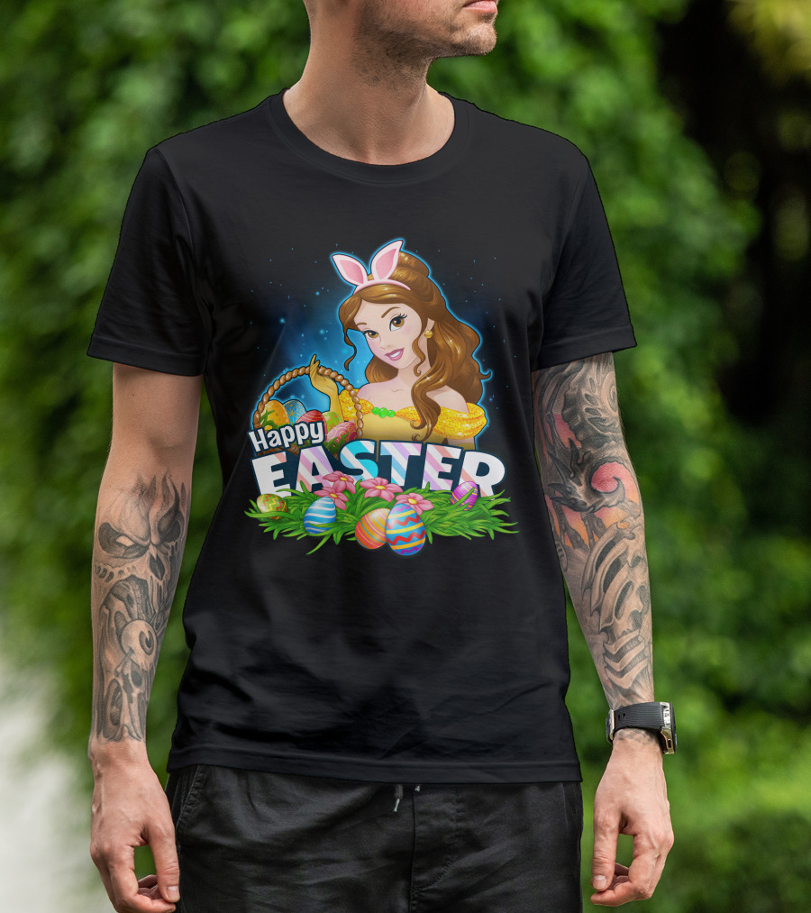 Happy Easter Bella Bunny Ears Basket And Painted Eggs T-Shirt