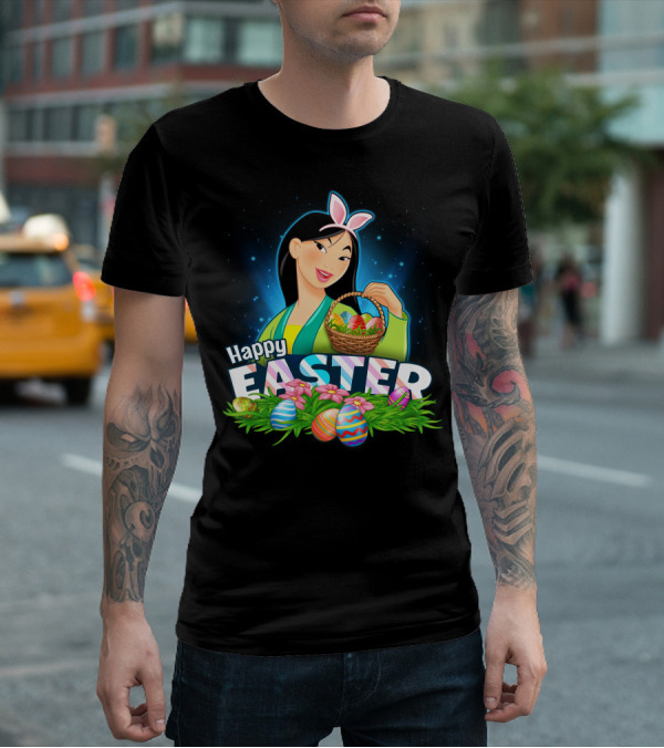 Happy Easter Mulan With Basket Of Colorful Eggs And Bunny Ears T-Shirt