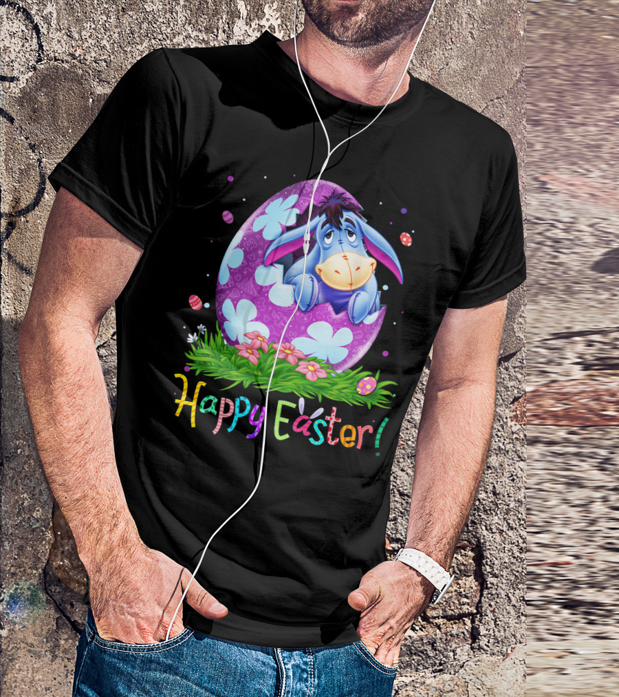 Eeyore Happy Easter Floral Egg And Flowers T-Shirt