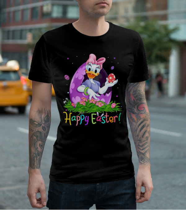 Happy Easter Daisy Duck Egg And Flowers T-Shirt