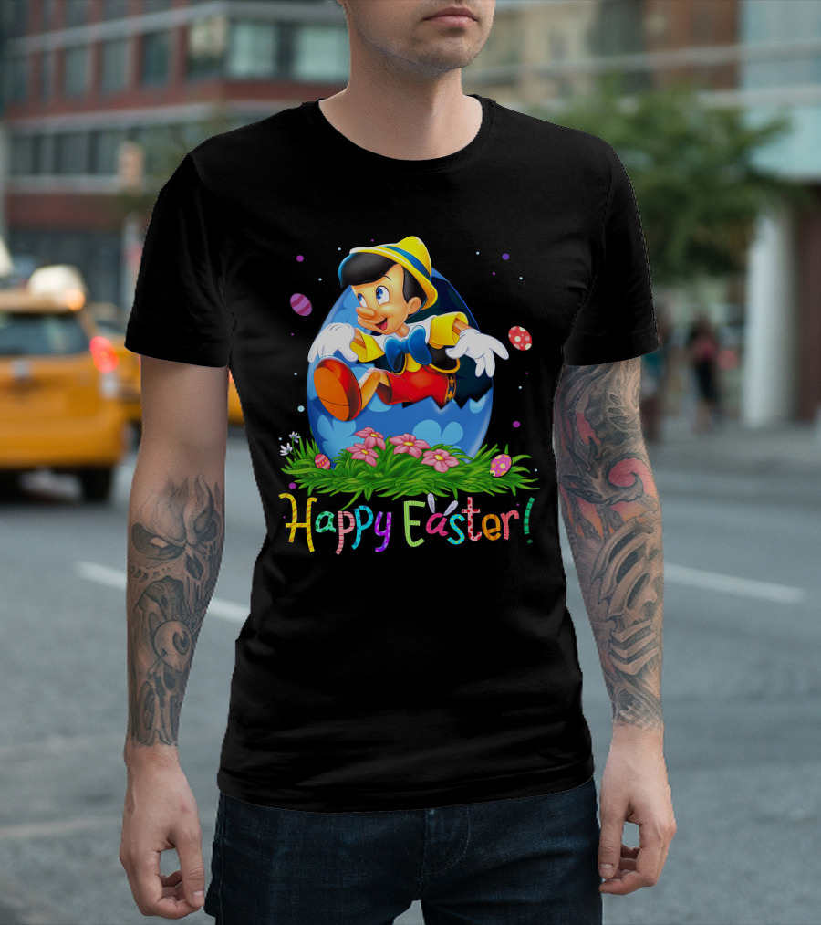 Happy Easter Pinocchio Egg And Flowers T-Shirt