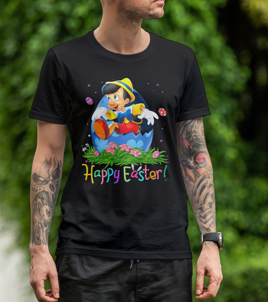 Happy Easter Pinocchio Egg And Flowers T-Shirt