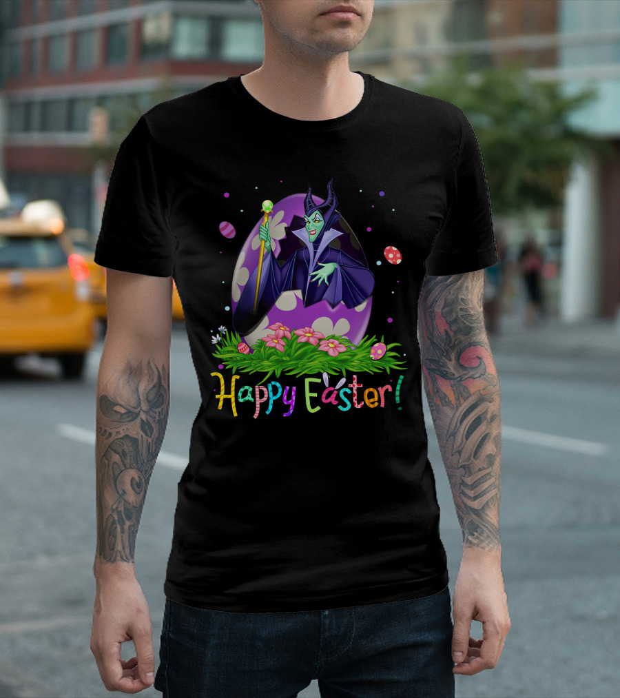 Happy Easter Maleficent Egg And Flowers T-Shirt