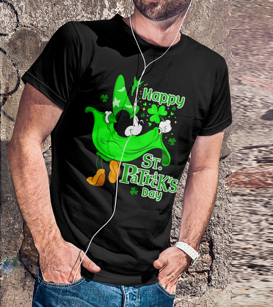 Happy St. Patrick's Day Mickey Fantasia Sparkling Clover And Shamrocks T-Shirt