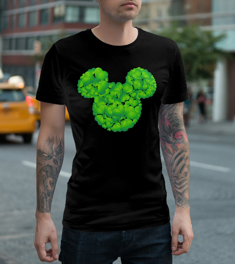 Mickey Shamrocks Green Clover Minnie Ears St. Patrick's Day T-Shirt