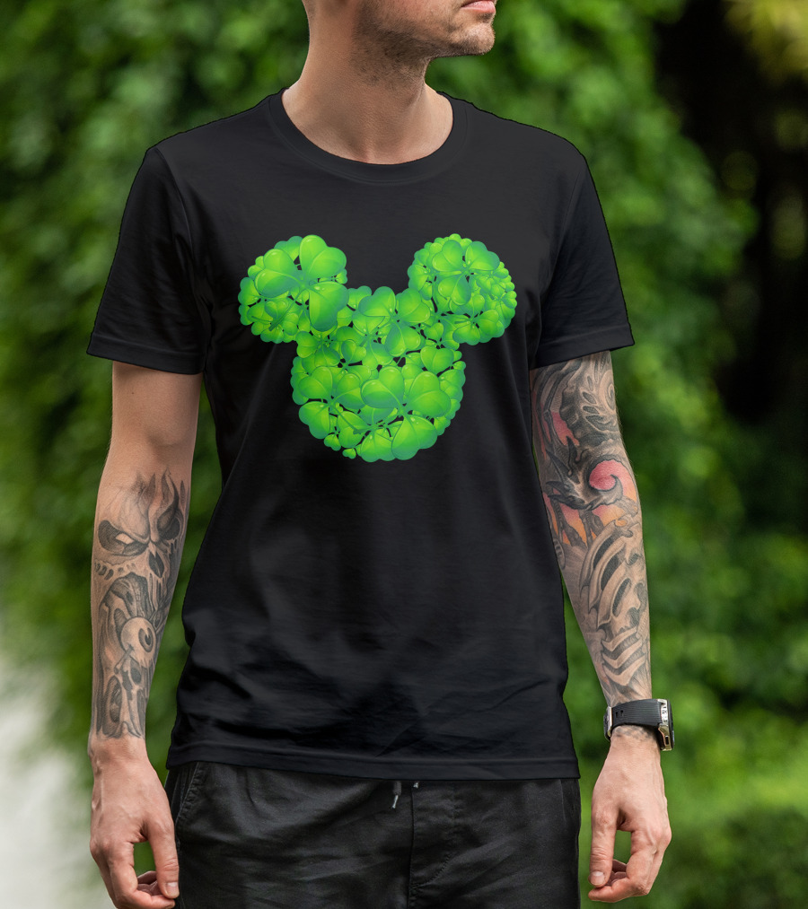 Mickey Shamrocks Green Clover Minnie Ears St. Patrick's Day T-Shirt