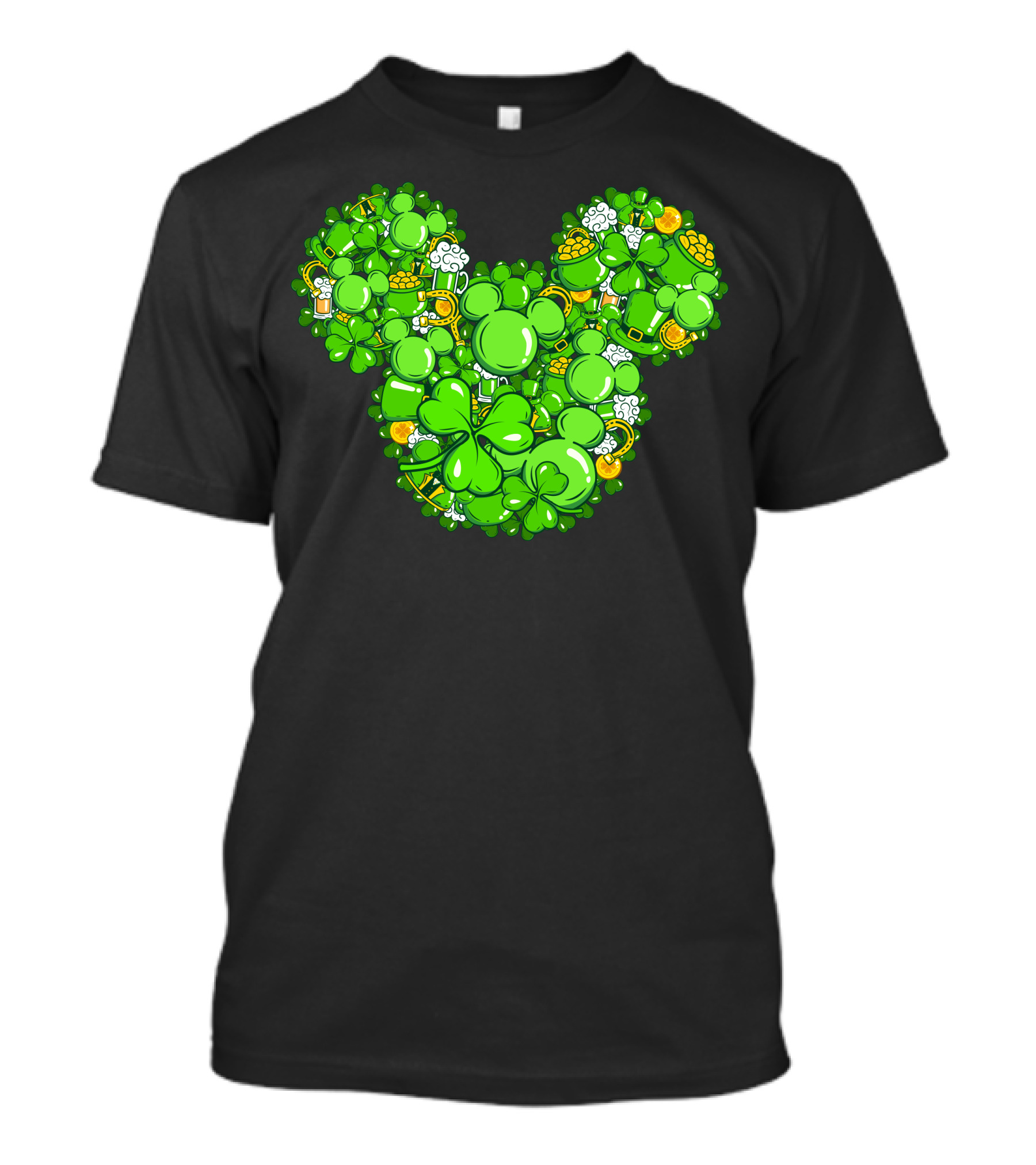 St. Patrick's Day Mickey Head With Shamrocks And Irish Icons T-Shirt
