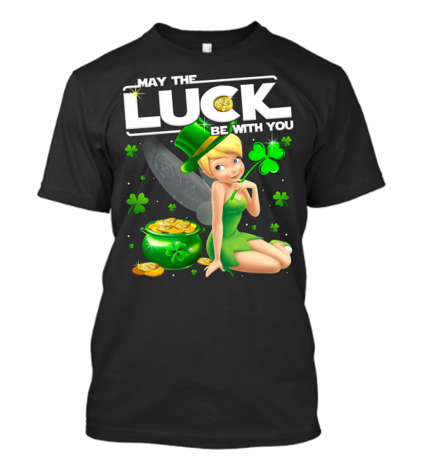 Tinkerbell May The Luck Be With You Shamrock And Pot Of Gold T-Shirt