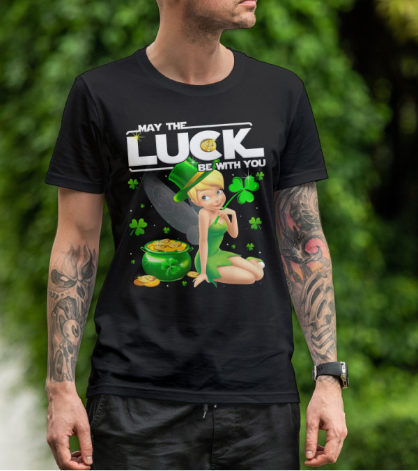 Tinkerbell May The Luck Be With You Shamrock And Pot Of Gold T-Shirt