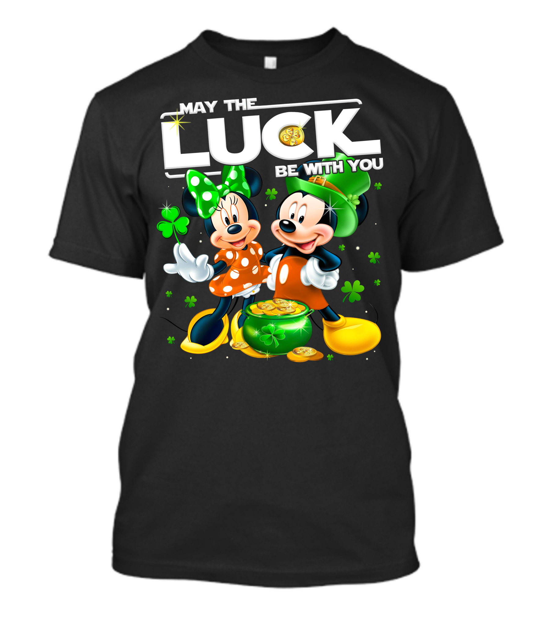 May The Luck Be With You Mickey And Minnie St. Patrick's Theme T-Shirt