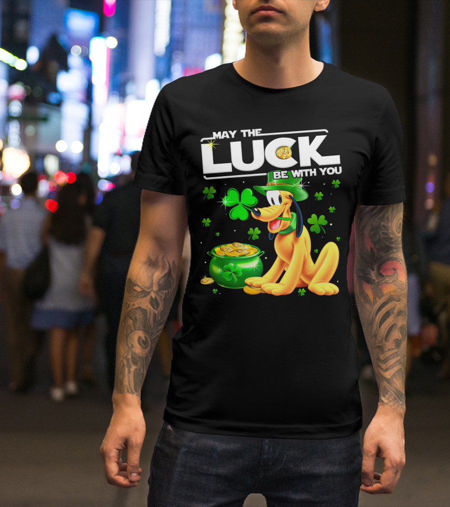 May The Luck Be With You Pluto Shamrock Coins Green Hat T-Shirt